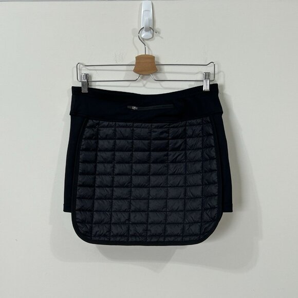 LITTLE DONKEY ANDY Skirt M Black Quilted Active Mini Skirt Zip Pocket Stretch - Picture 2 of 11